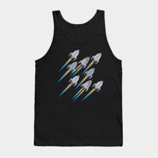 BLAST OFF! Outer Space Rocket Spaceship Interstellar Space Travel Exploration with Stars - UnBlink Studio by Jackie Tahara Tank Top